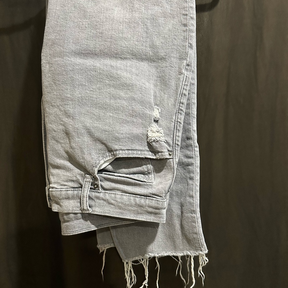 Distressed Light Gray Denim Jeans